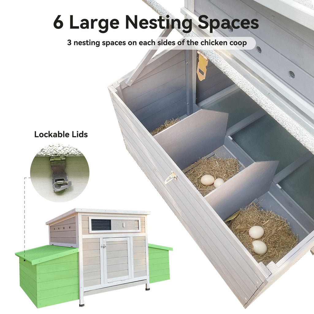 Large Wooden Chicken Coop Outdoor Hen House with Nesting Boxes