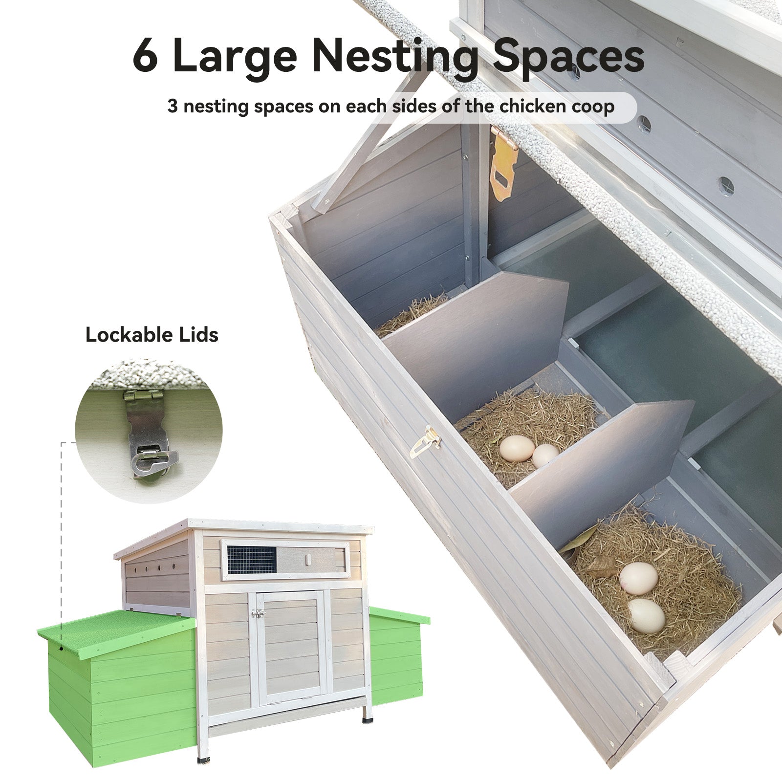 Large Wooden Chicken Coop Outdoor Hen House with Nesting Boxes