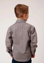 Roper Retro Print (Wine) - Boy's Western Shirt