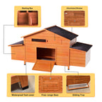 70" Large Wooden Chicken Coop with 2 Nesting Boxes
