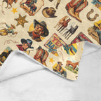 Baha Ranch Vintage Cowboy Collage Ultra-Soft Micro Fleece Blanket 60" x 80" Made in America