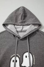 Halloween Ghost Print Mineral Wash Oversize Hoodie