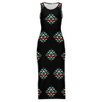 Baha Ranch Southwestern Aztec Sleeveless Bodycon Side Slit Western Maxi Dress