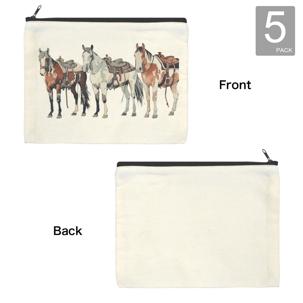Baha Ranch Painted Ranch Horses Cosmetic Bag Pack of 5 Made in America