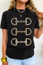 Western Horse Bit Printed Relaxed T Shirt