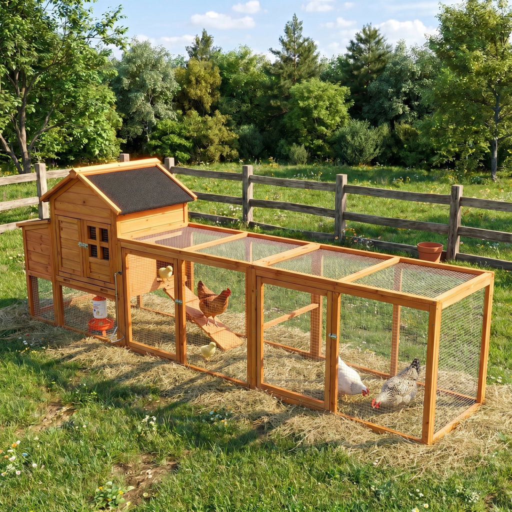 Large Chicken Coop with Nest Box and Run