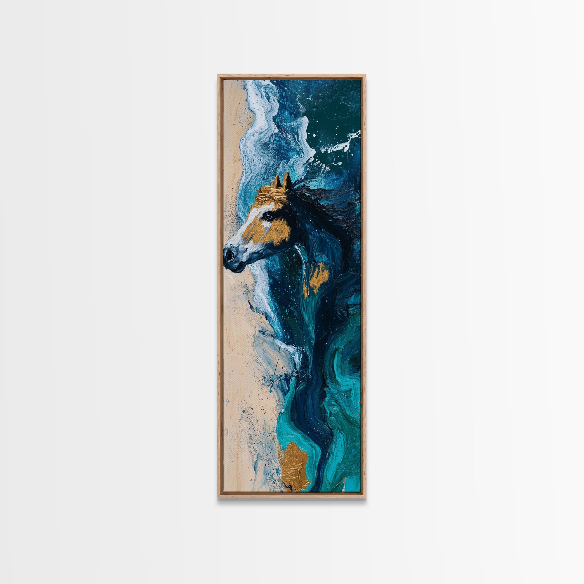 Horse by the Ocean Horse Wall Art Framed Canvas Print Coastal Landscape Art Nautical Decor Rustic Wall Art Moody Art