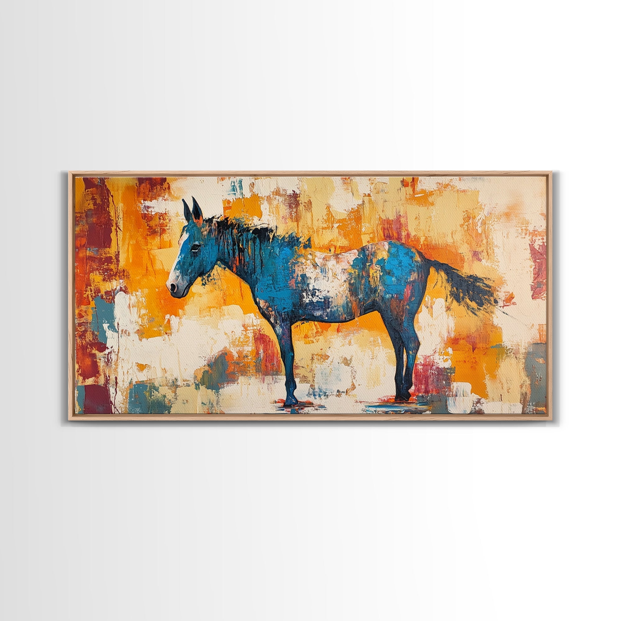 Abstract Horse Art, vintage horse art, rustic decor, equestrian wall art, western painting, original painting, horse wall art, framed canvas print