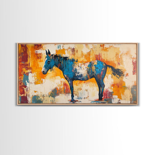Abstract Horse Art, vintage horse art, rustic decor, equestrian wall art, western painting, original painting, horse wall art, framed canvas print