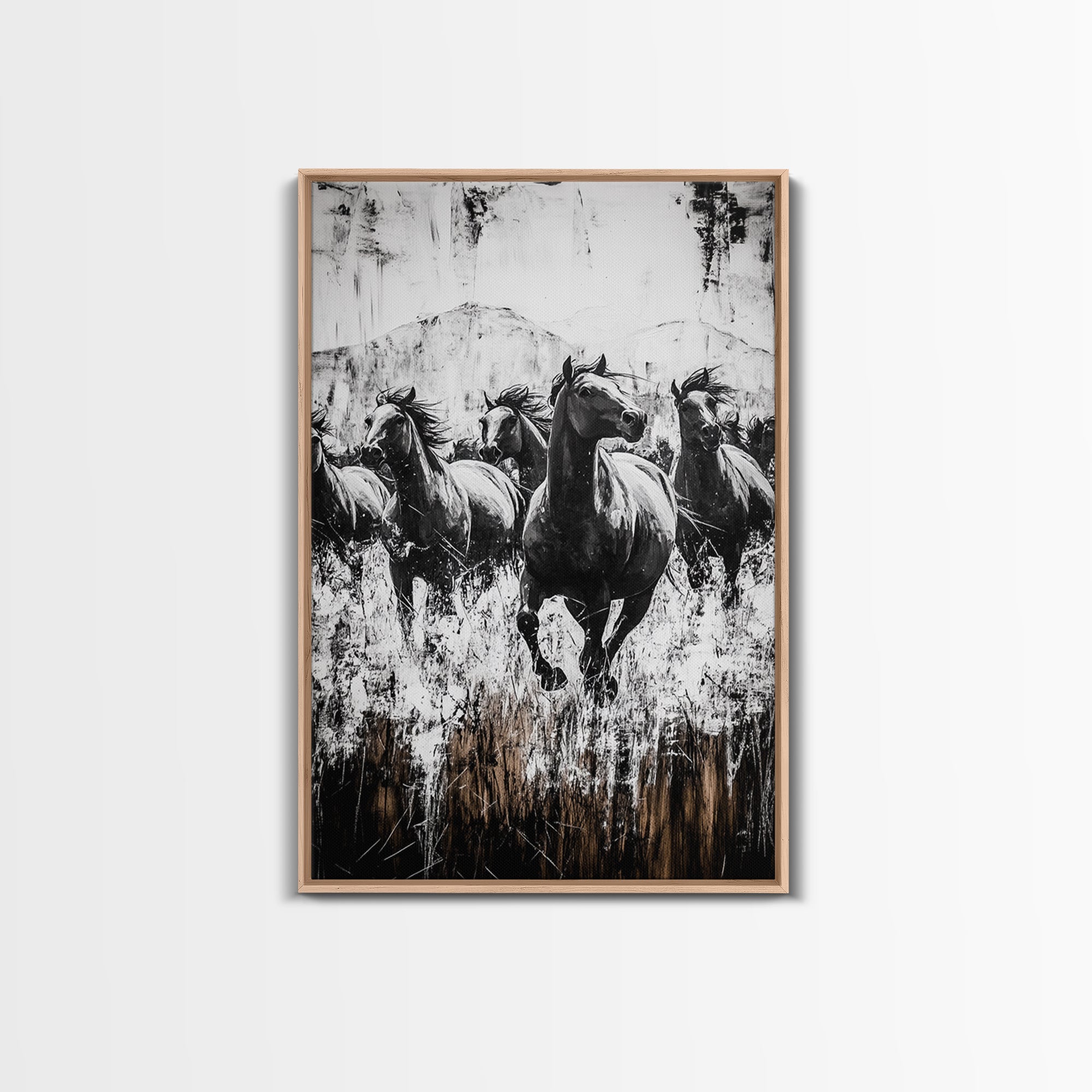 Cowboy Painting, Western Art, Canvas Print, rustic decor, vintage horse art, southwest wall art, farmhouse art, gift idea for him, extra wide art