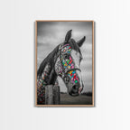 Painted Horse, Mosaic Wall Art, Blotter Art, Horse Wall Art, Boho Art, Colorful Western Art, Canvas Print, Gift Idea