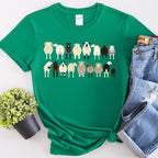 Sheep Lovers Farm Animal Illustration Breeds Artwork Series Collection Graphic Tee