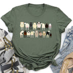 Sheep Lovers Farm Animal Illustration Breeds Artwork Series Collection Graphic Tee