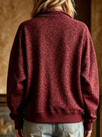 Leopard Half Zip Oversized Sweatshirt