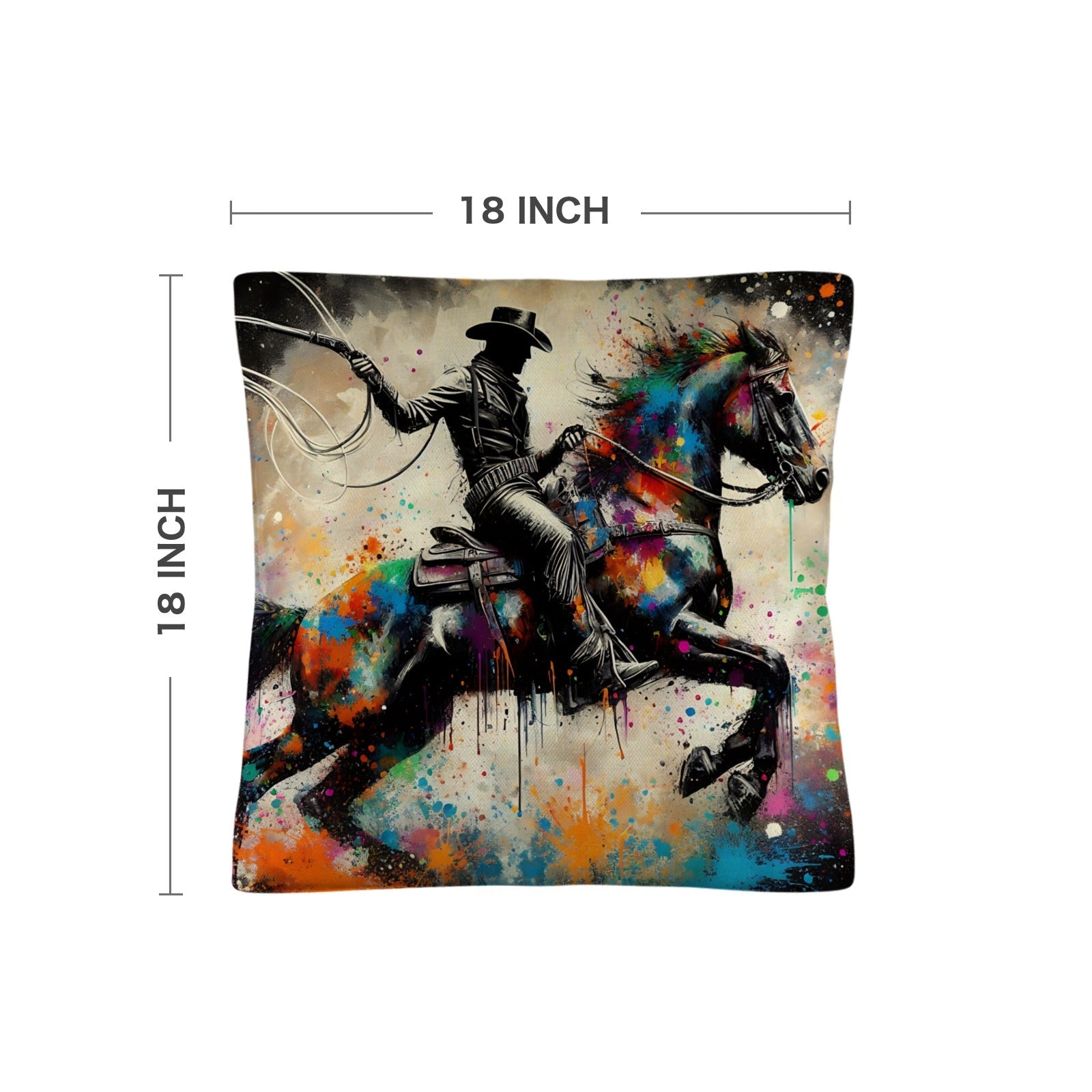 Baha Ranch Painted Cowboy Throw Pillow Case Made in America