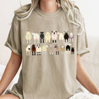 Sheep Lovers Farm Animal Illustration And Breeds Portrait Gallery Comfort Colors Tee