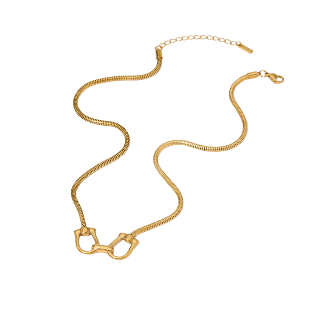 Equestrian Horse Bit Necklace 18k Gold Two Tone Non Tarnish