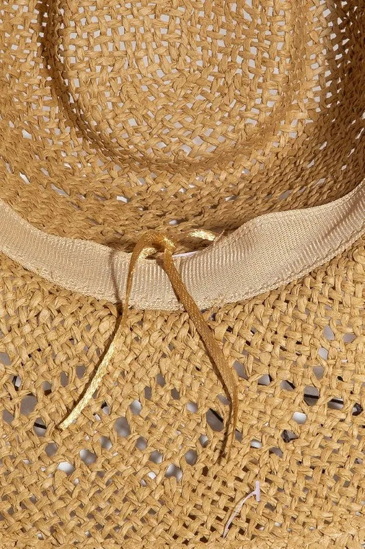 Turquoise and Shell Star Beads Strap Western Straw Hat