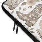 Neutral Cowboy Boot Laptop Sleeve | Tan Western Floral Tech Cover