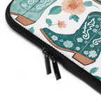 Coastal Cowboy Boot Laptop Sleeve | Teal Western Floral Tech Cover