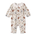 Larkspur Prairie Linen Western Romper With Eyelet Collar