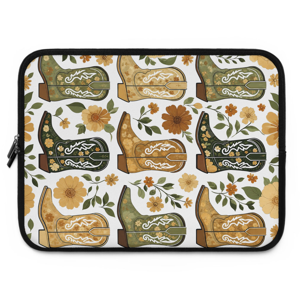 Vintage Cowboy Boot Laptop Sleeve | Golden Western Floral Tech Cover