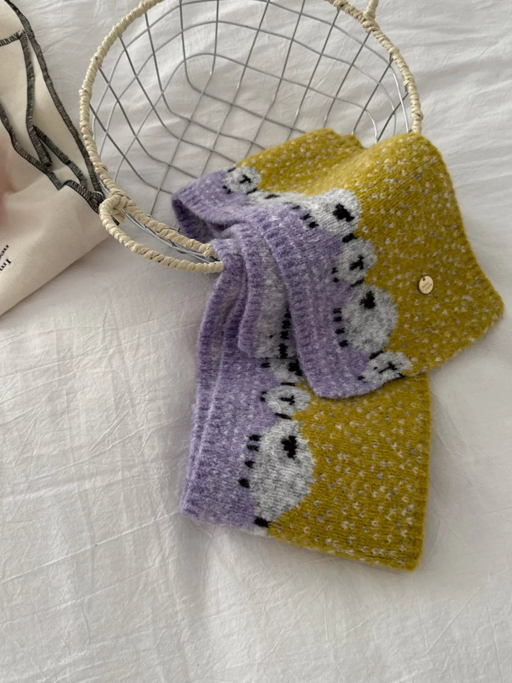 Sheep Pattern Knitted Scarf