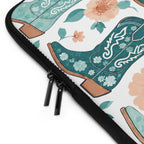 Coastal Cowboy Boot Laptop Sleeve | Teal Western Floral Tech Cover