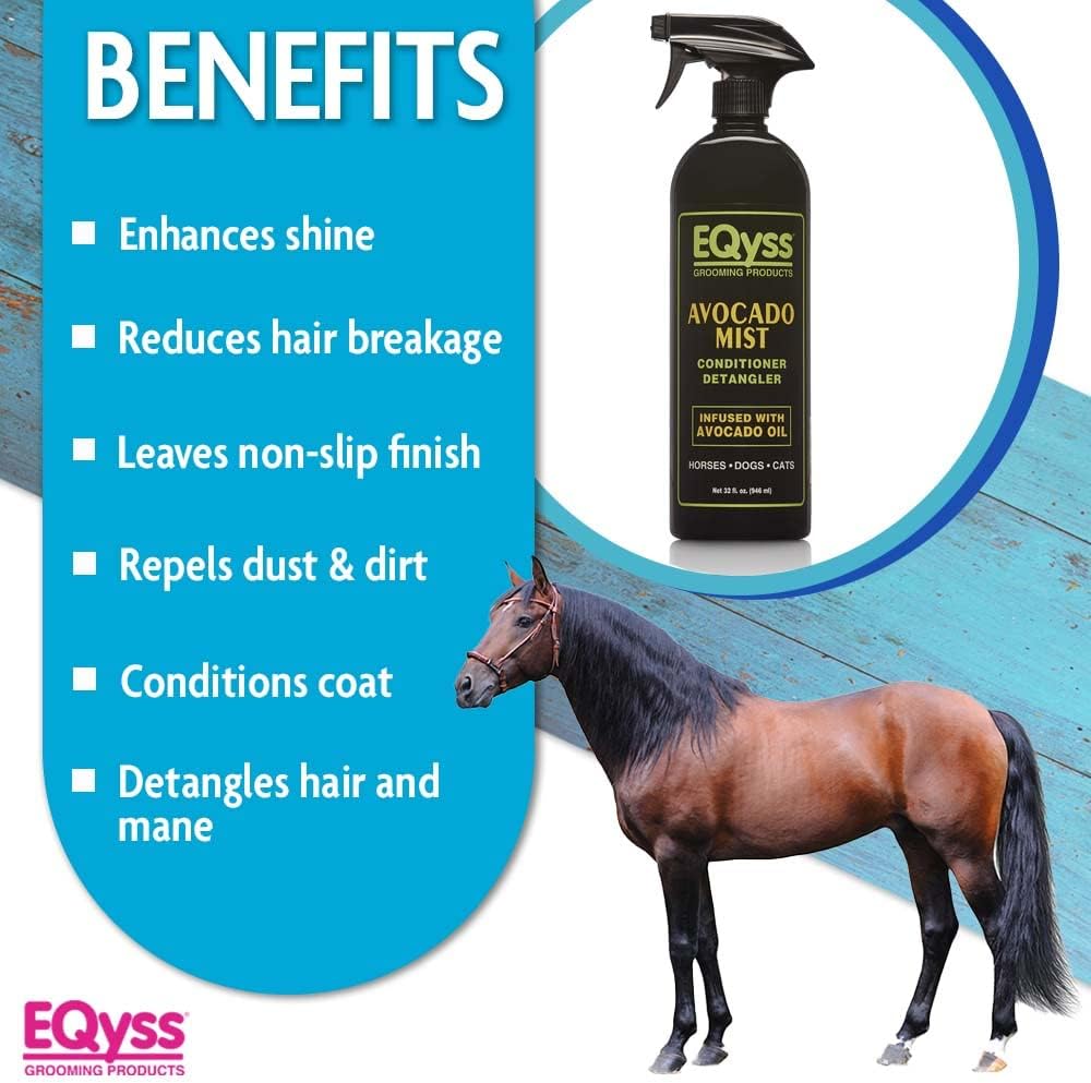 EQyss Avocado Mist Conditioner Spray 32oz. Horse Detangler Shine Reduce Breakage