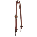WD-SLEHO-27 Heavy Oil Harness Leather Diamond Floral Single Buckle Slit Ear Headstall