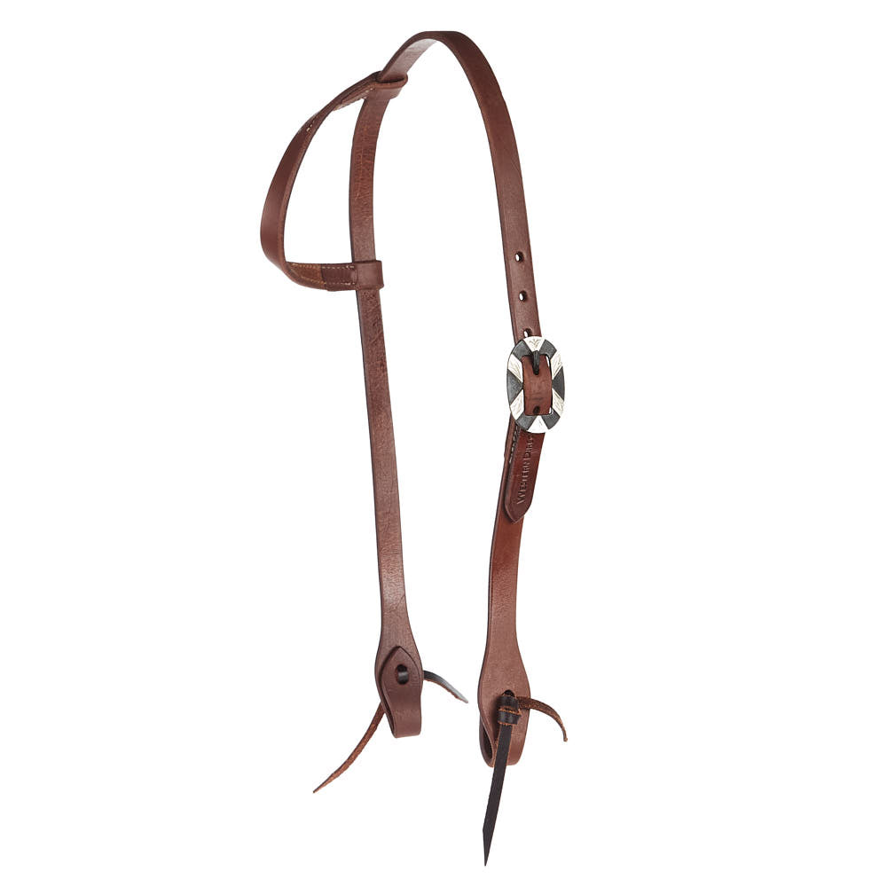 WD-SEHO-20 Heavy Oil Harness Leather Oval Silver Bar Buckle Single Ear Headstall