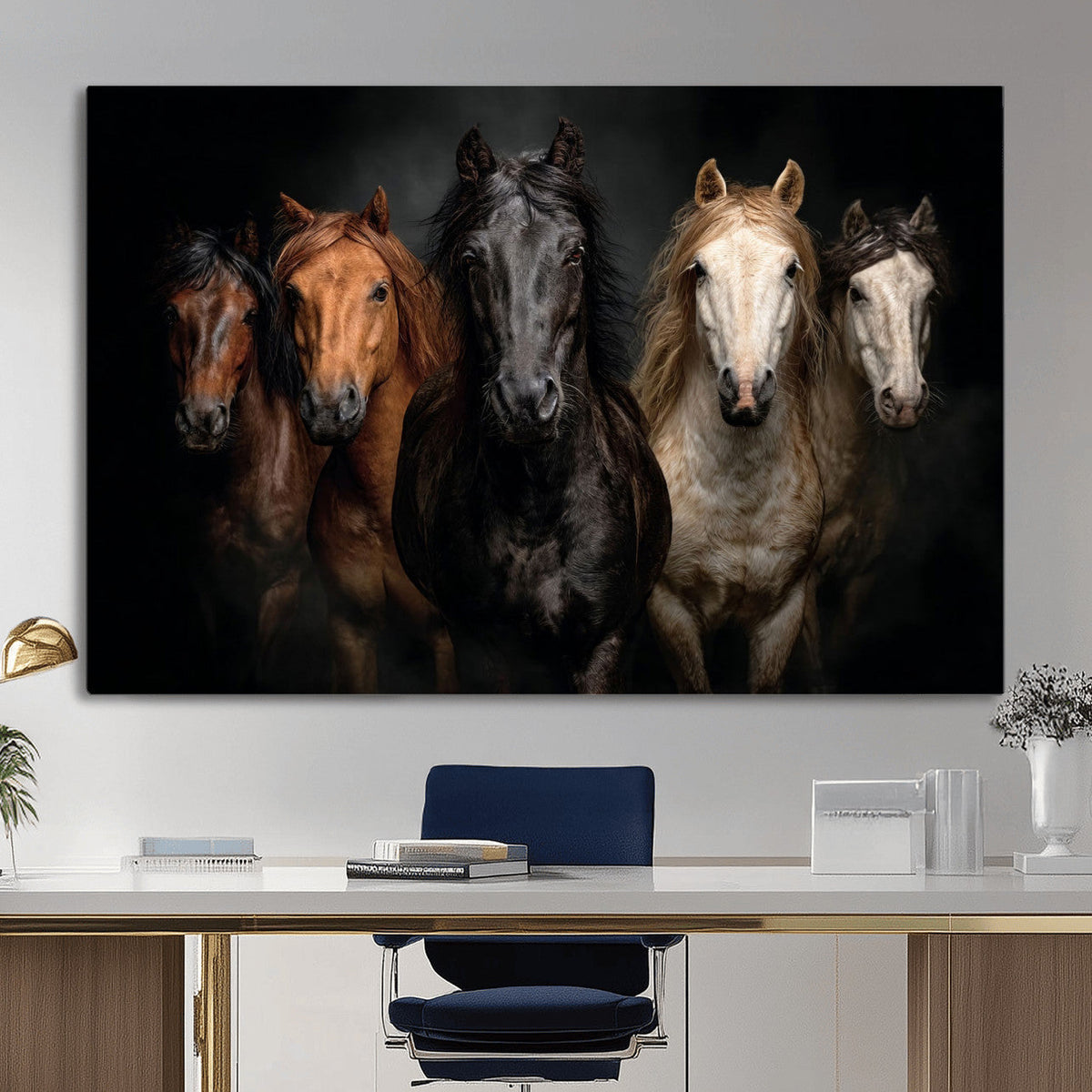 Horse Wall Art Canvas Print, Wild Horses Portrait Photography,