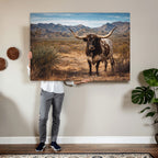 Texas Longhorn Bull Wall Art Canvas Print, Western Farmhouse Decor
