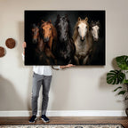 Horse Wall Art Canvas Print, Wild Horses Portrait Photography,