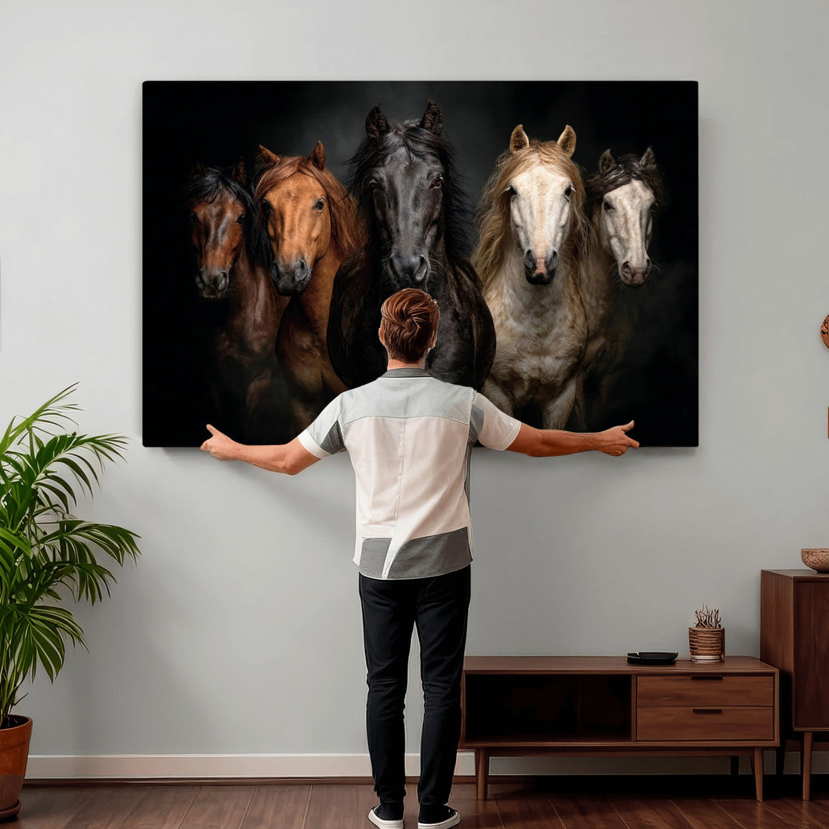 Horse Wall Art Canvas Print, Wild Horses Portrait Photography,