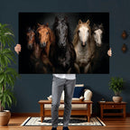 Horse Wall Art Canvas Print, Wild Horses Portrait Photography,