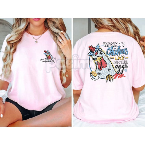 "Wicked Chickens Lay Deviled Eggs" T-Shirt - Funny Farm Pun Tee, Humorous Chicken Apparel