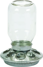 Mason Jar Baby Chick Feeder & Waterer Set - Galvanized Base with Glass Jar Bundle
