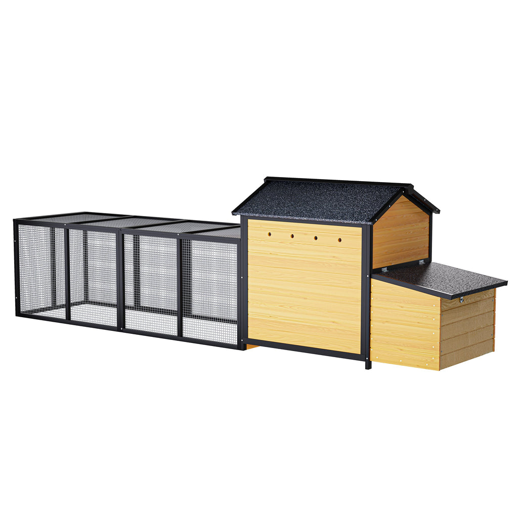 114" Wooden Chicken Coop with Outdoor Run