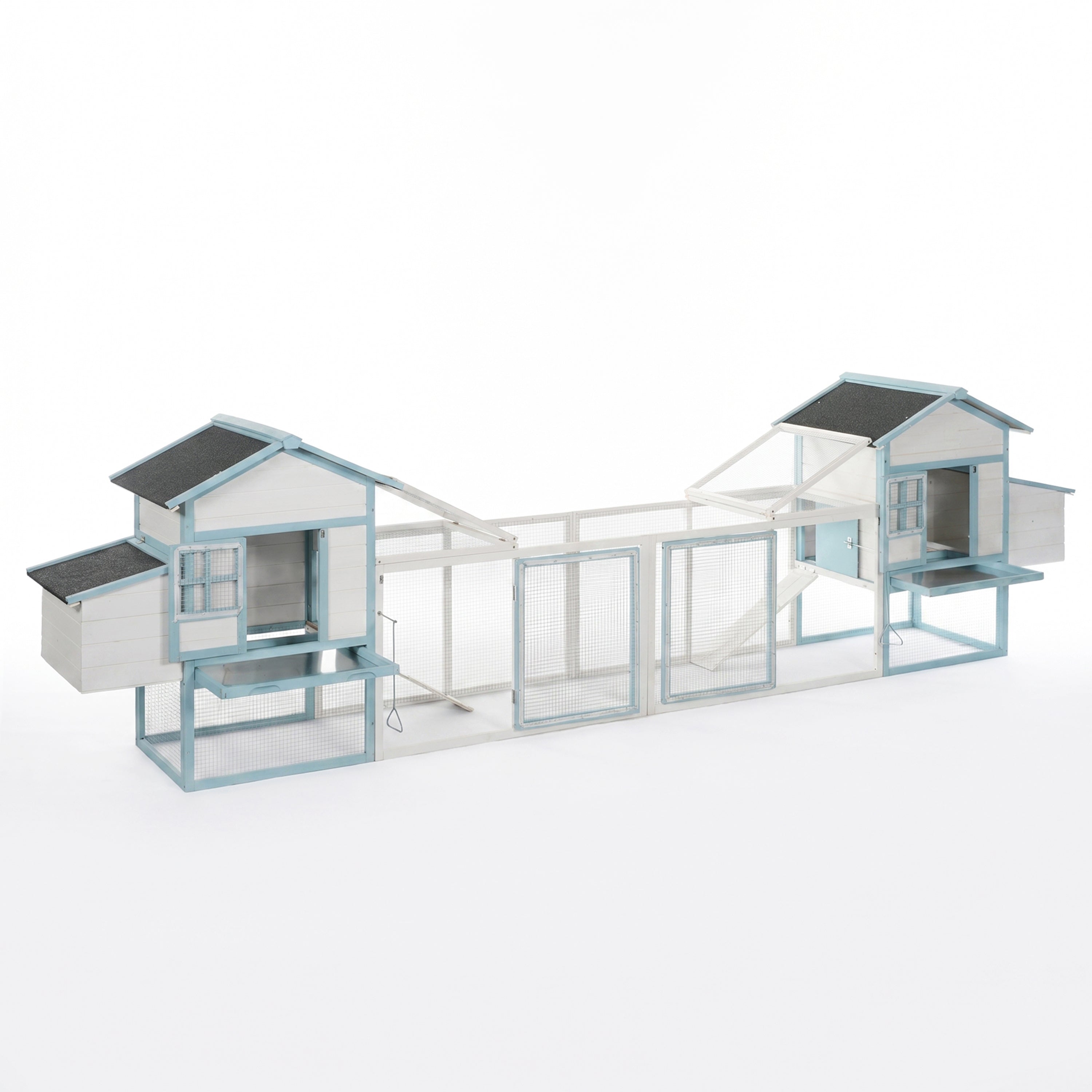 Large Wooden Chicken Coop with Double Nesting Boxes