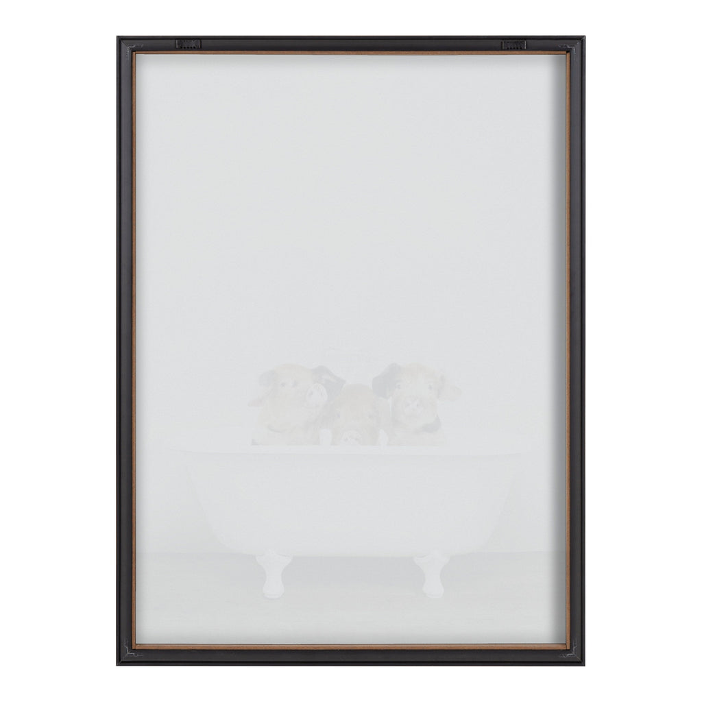 Blake Three Little Pigs in Vintage Bathtub Framed Printed Glass by Amy Peterson Art Studio