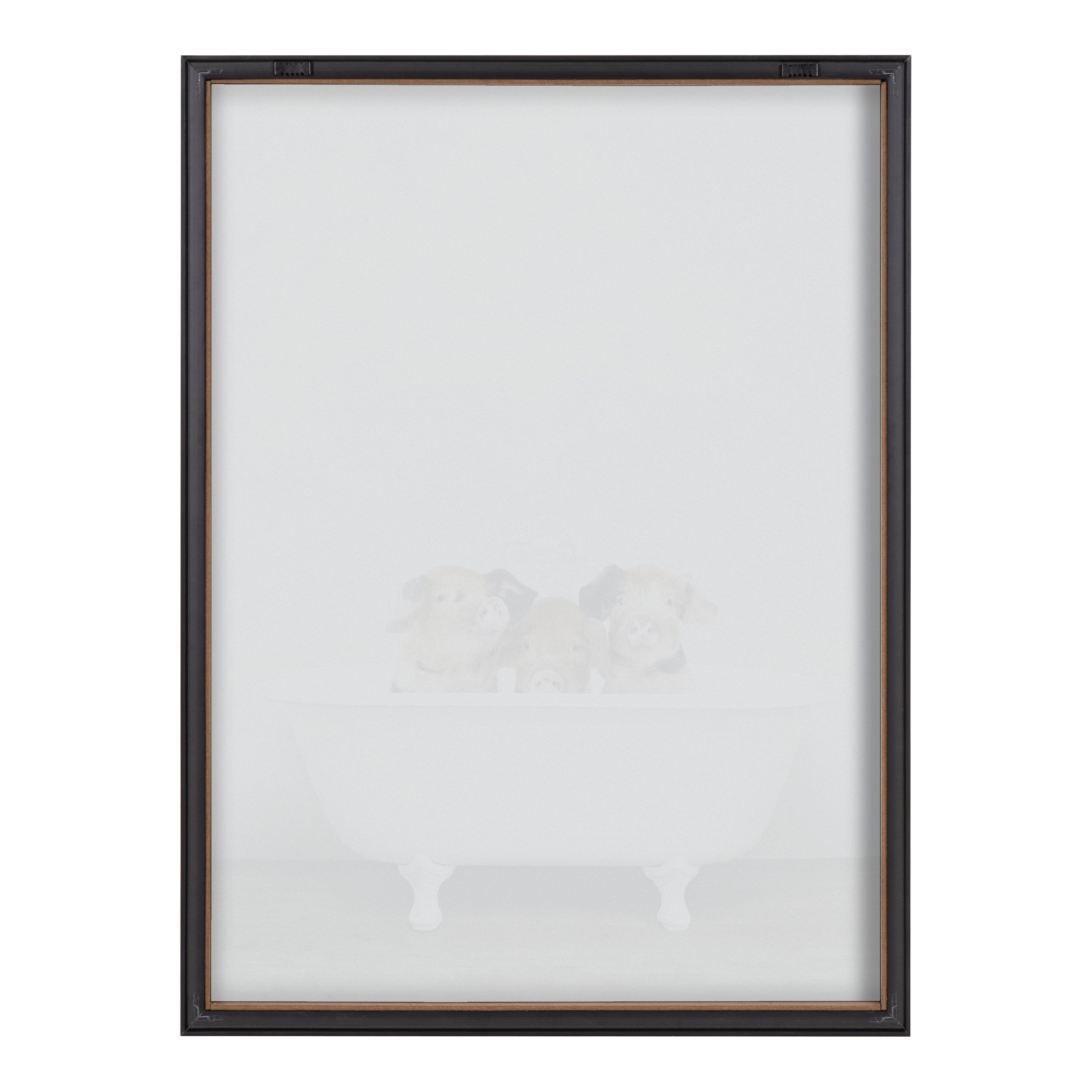 Blake Three Little Pigs in Vintage Bathtub Framed Printed Glass by Amy Peterson Art Studio