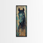Rustic Blue Horse Painting Canvas Print Farmhouse Wall Art Vintage Horse Art Moody Art Living Room Art Southwest Wall Art