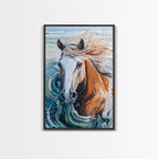 Wild Horse Painting, Coastal Horse Art, Nautical Wall Art, Rustic Wall Art, Boho Art, Canvas Print, Farmhouse Art, Gift Idea