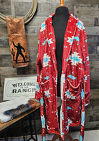 Baha Ranch Burgundy Aztec Women's Western Bath Robe