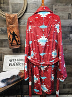 Baha Ranch Burgundy Aztec Women's Western Bath Robe