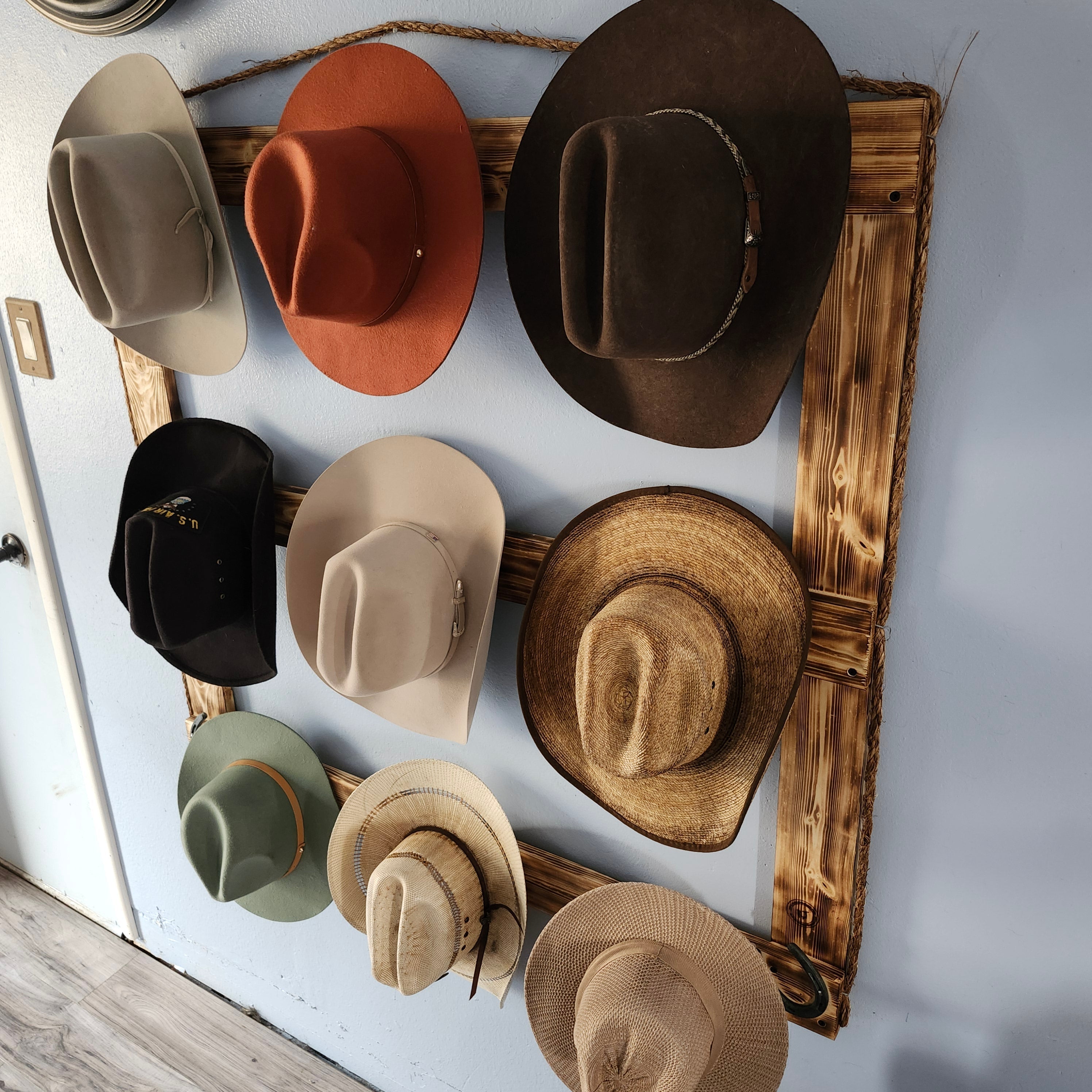 The 9-Hatter Flat: Professional Cowboy Hat Wall Display