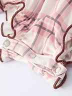 Western Horse Embroidered Smocked Plaid Baby Girl Romper
