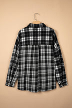 Plus Size Plaid Chest Pocket Long Sleeve Shacket