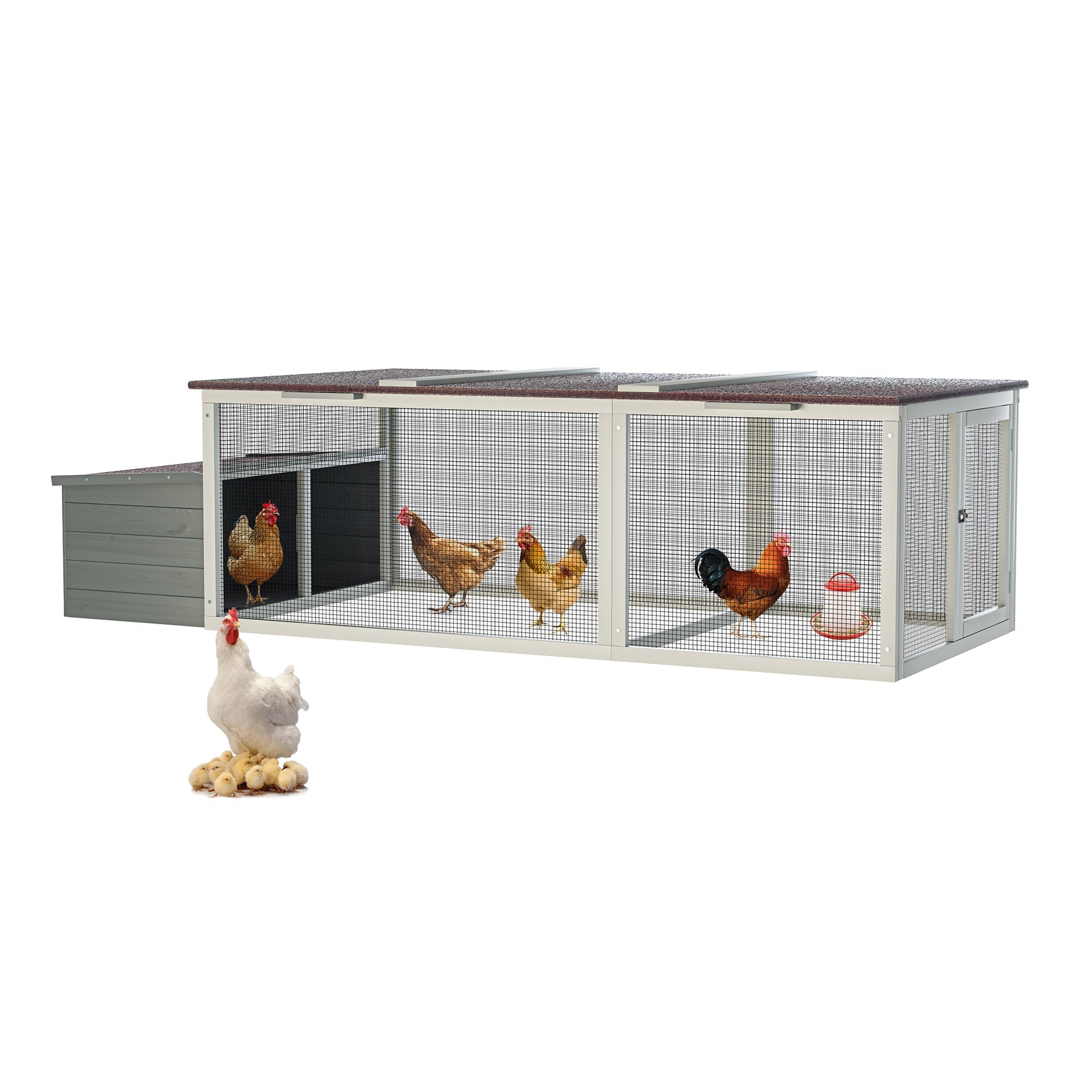 20.93ft² Large Wooden Chicken Coop Outdoor Hen House